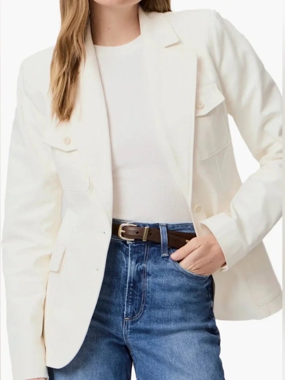 Paige Romona Denim Blazer - Never Worn - NWT - Ivory - Size 2